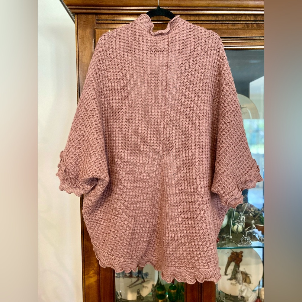 💥BOGO💥 Anthropologie Moth Rocia Mauve Knit Cardigan Sweater Size Large - Picture 4 of 11